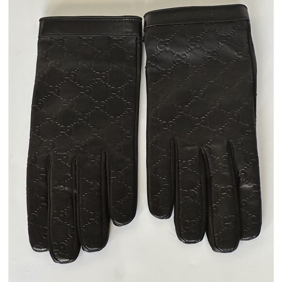 Gucci GG Women's Nappa Leather Gloves Black Size 10 Made in Italy 434211 NWT - Picture 2 of 15